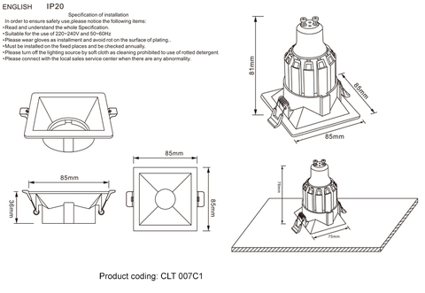 Встраиваемый светильник Crystal Lux CLT 007C1 WH