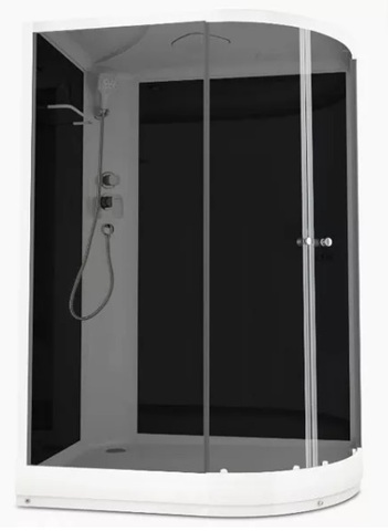 Душевая кабина Domani-Spa Delight 128 Slim L 1200*800*2180, низкий поддон, тонированное стекло, задняя черная стеклянная панель, без электрики