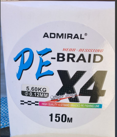 Плетенный шнур АДМИРАЛ PE Х 4. Цвет GREEN. Диаметр 0,12мм 5.6кг. 150м.