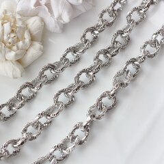 Цепочка с витым плетением 17*13 мм, родий, 50 см, А010