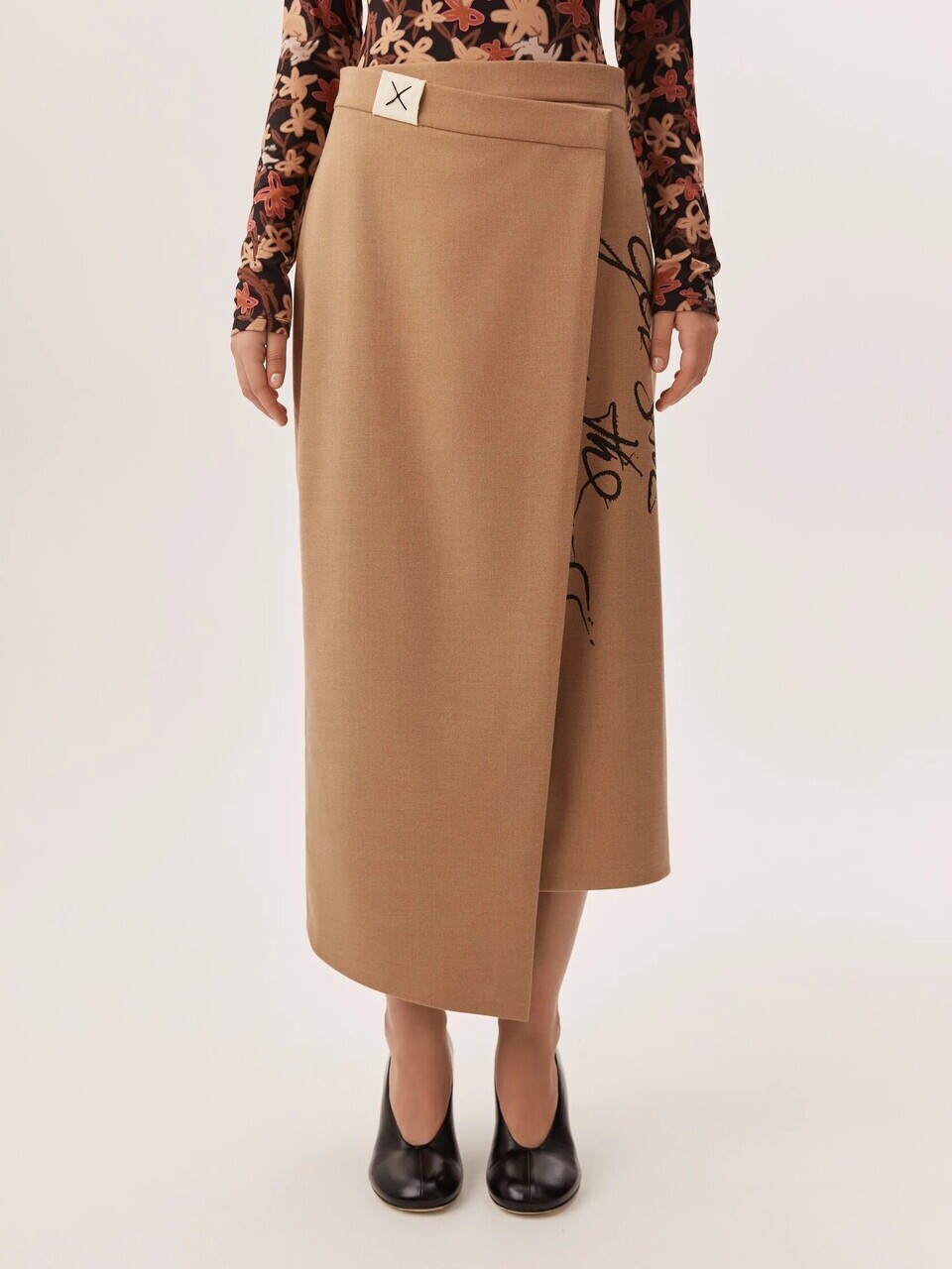 Юбка-миди GOD SAVE THE PRINCESS песочного цвета