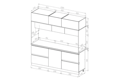 МДФ Кухня Карина Центральная секция 2200 (Пластер Бьянко, сонома)