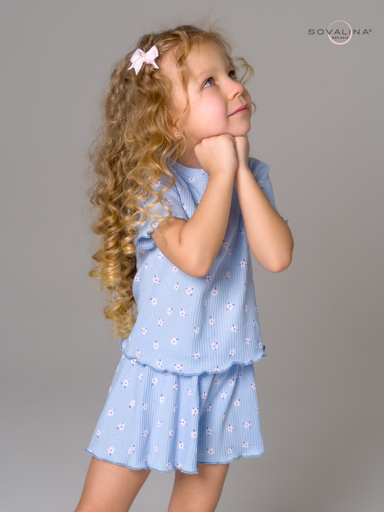 Пижама Элли ромашки на голубом