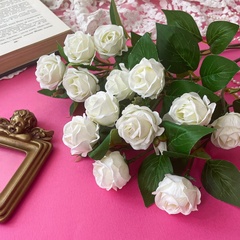 Розы искусственные кустовые евро, голова 4 см, ветка 5 голов и 1 бутон, 48 см, набор 3 ветки.