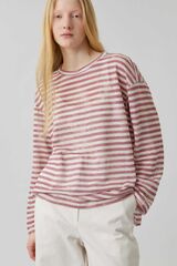 Топ с разрезами в розовую полоску из льна