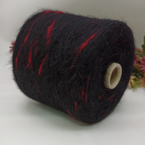 Кид мохер арт Galles фабрика Ilaria 1000м/100гр Черный с красным 12