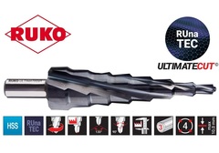Сверло ступенчатое  UltimateCUT 6-27мм (Ступень 10мм, 4 зуба) HSS-G RUnaTEC 8ступ. Ruko 101084P