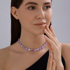 Колье теннисное из серебра с аметистовыми фианитами