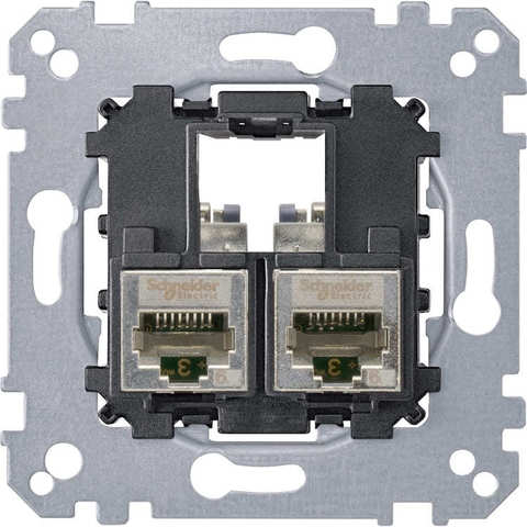 Механизм двойной компьютерной розетки 2xRJ45 кат. 6 STP. Merten. MTN4576-0022