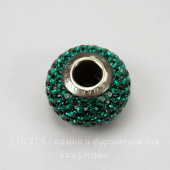 80101 Бусина Сваровски BeCharmed Pave Emerald 14х9 мм