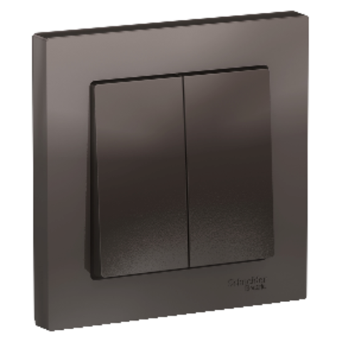 Выключатель двухклавишный, 10АХ, в сборе. Цвет Мокко. Schneider Electric AtlasDesign. ATN000652