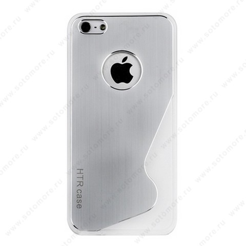 Накладка R PULOKA для iPhone SE/ 5s/ 5C/ 5 металлическая с зигзагами с одной стороны белая
