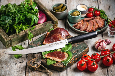 Нож кухонный для нарезки 23см Samura Mo-V