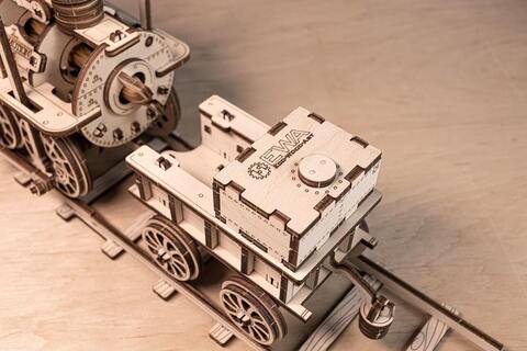 Локомотив №1 - Eco Wood Art - Деревянный конструктор, 3D пазл, сборная механическая модель, паровоз