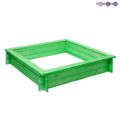 Деревянная песочница "Клио" (4 лавки, пропитка, подложка), цв. Зеленый