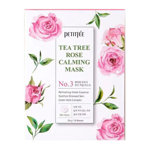 Petitfee Tea Tree Rose Calming Mask - Успокаивающая тканевая маска с чайным деревом и розой