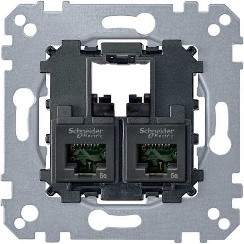 Механизм двойной компьютерной розетки 2XRJ45 кат. 6 UTP. Merten. MTN4576-0002