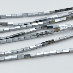 Гематит Брусок бусины (имитация), цвет серебро, размер около 4*2 мм, цена за отрезок 19 см (1/2 нити)