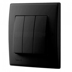 LESYA 705 4242 109 Выключатель тройной. черн. бархат матовый вставкой (10шт)120шт