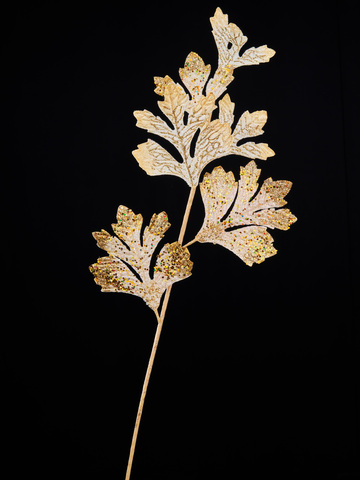 Веточка с листьями 72см ChristmasDeLuxe золото