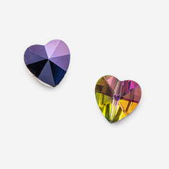 Кристалл-сердце с продольным отверстием оттенок "Закат в тропиках", 14мм