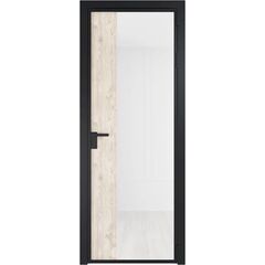 Алюминиевая дверь 7AG чёрная матовая RAL9005 остеклённая со вставкой