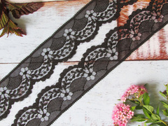 Кружево-трикотаж, ш. 4 см, чёрный