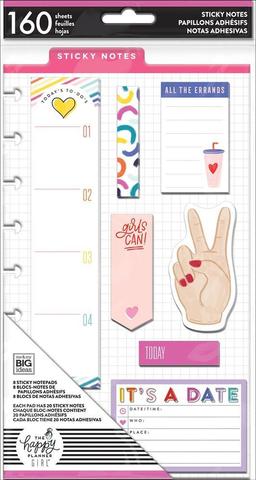 Набор стикерблоков Happy Planner Sticky Notes 160шт, 8 дизайнов по 20 шт. -Encourager