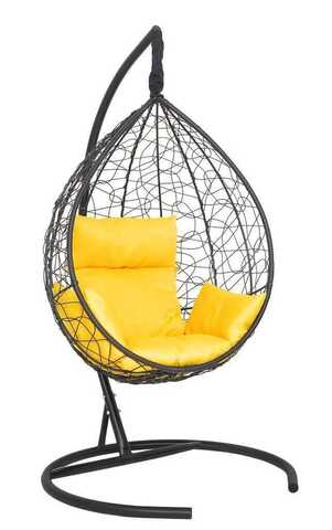 Подвесное кресло-кокон SEVILLA черное, желтая подушка (Laura Outdoor)