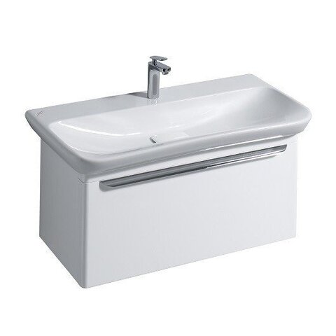 Geberit 824100000+125400600 Комплект 824100000 myDay Шкафчик под раковину 880х410х405 мм, 1 ящик с подсветкой, белый глянец+125400600 myDay Раковина 1000x480 мм