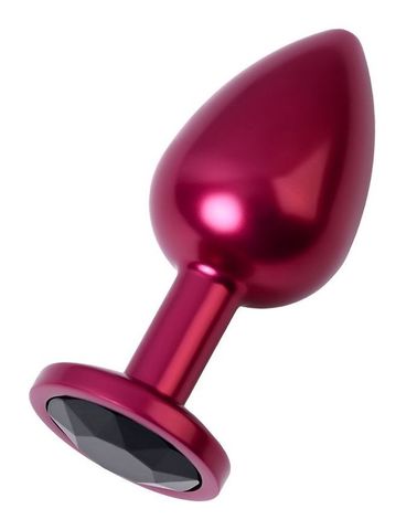Красный анальный плаг с кристаллом черного цвета - 8,2 см. - ToyFa Metal 717008-95