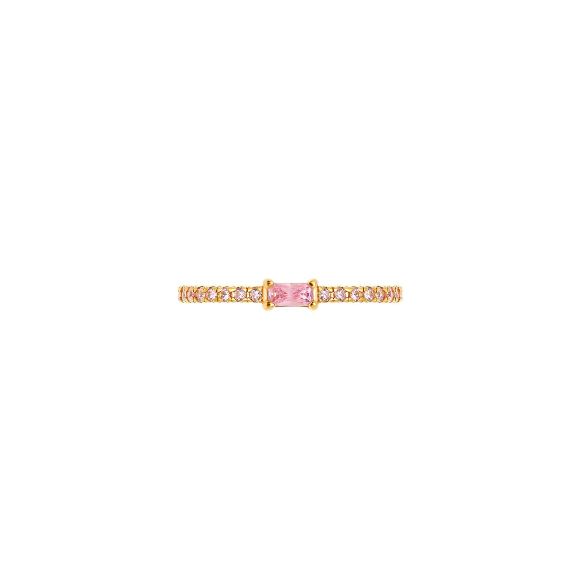 VIVA LA VIKA Кольцо Gold Thin Baguette Ring – Pink