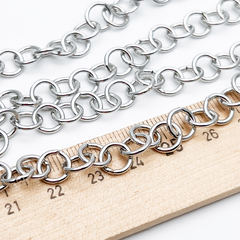 Цепочка, цвет серебро (родий), размер звена 8 мм, цена за отрезок 50 см