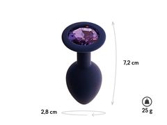 Черничная анальная пробка с фиолетовым кристаллом Gamma S - 7,2 см. - 