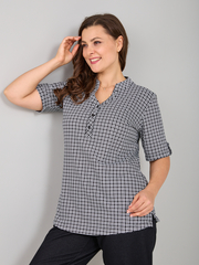 Блузка БЛ-122/клеточка-чернобелая