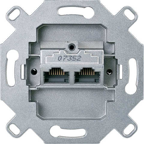 Механизм двойной компьютерной розетки 2xRJ452 8/8 кат. 6. Merten. MTN465706