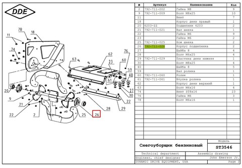 Крышка корпуса подшипника DDE ST3546 (792-711-026)