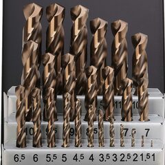 Набор сверл по металлу 1-13мм 25шт DIN338 HSSE-Co5 130° (мет. кейс) Terrax by Ruko A215215