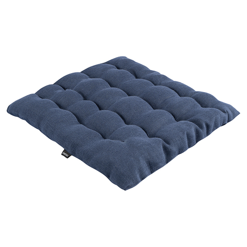 Подушка на стул из стираного льна синего цвета из коллекции Essential, 40х40x4 см