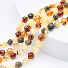 Янтарь бусины, микс, крупная грань, размер 6,8-7,8 мм, цена за 10-11 шт (1/4 нити)