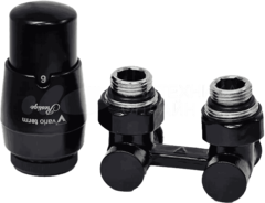 Комплект Vario Term (узел нижней подводки угловой + термостатическая головка М30) черный матовый