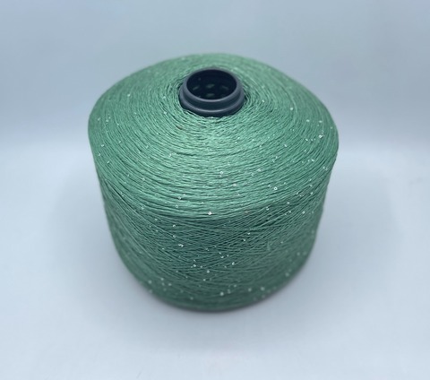 Бобинная пряжа (пр.Италия),Linette Pailletes, 450/100гр, 80% Лен, 20% Полиэстер(пайетка), цвет-Травяной+пайетка. арт.36763
