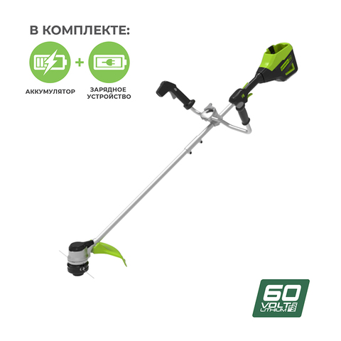 Триммер Greenworks GD60BCBK4 60V (40см) аккумуляторный, с АКБ 4 А/ч и ЗУ