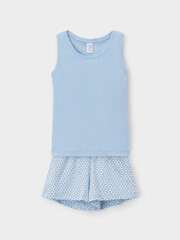 пижама  для девочки  К 1649/небесно-голубой,геометрические ромашки
