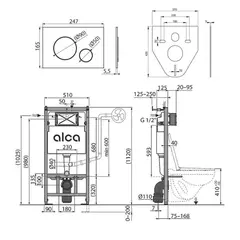 Комплект AlcaPlast SET 4 в 1: инсталляция, звукоизоляция, крепления, клавиша M671