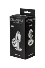 Малая серебристая анальная пробка Diamond Clear Sparkle Small с прозрачным кристаллом - 7 см. - 