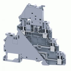 Клемма 3-х уровневая (2+2+ЗК) серии CY с предохранителем, винтовые зажимы для проводника до 4 мм.кв. 10А и 32A/500V, шина заземления