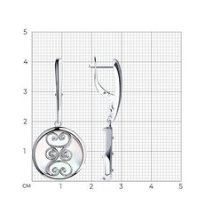 94022214 - Серьги из серебра с круглыми подвесками с  перламутром и сканью