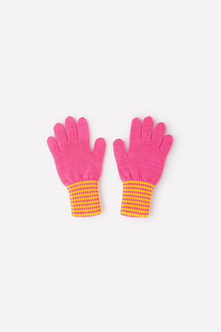 Перчатки  для девочки  КВ 10005/насыщенный коралл,желтый
