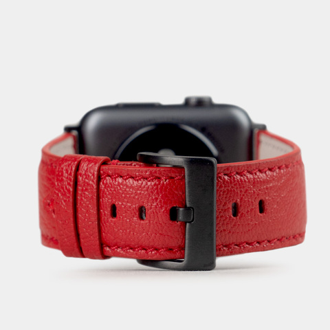 Ремешок для Apple Watch 44/45/46 mm из кожи козы, красного цвета